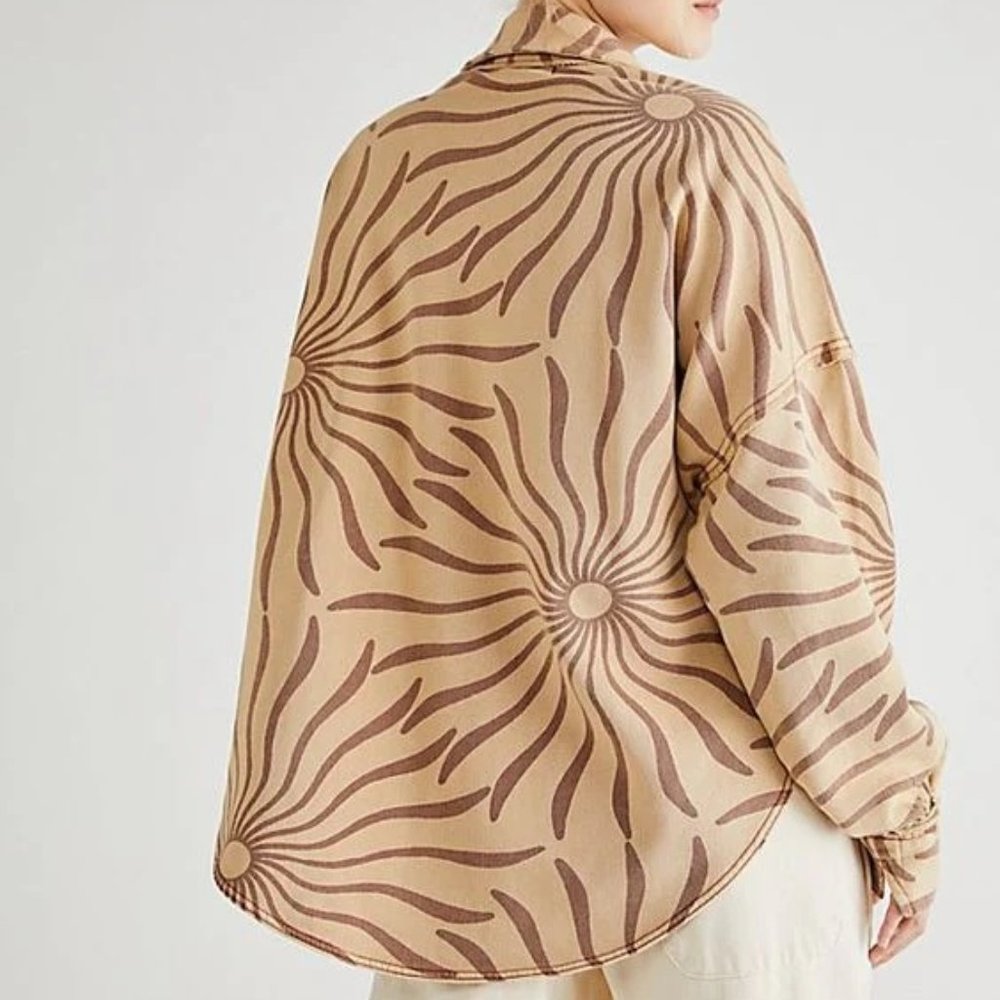 NEW WE THE FREE PEOPLE DYLAN SUNBURST SAND OPEN SHIRT JACKET MEDIUM LARGE 🌞🌞🌞